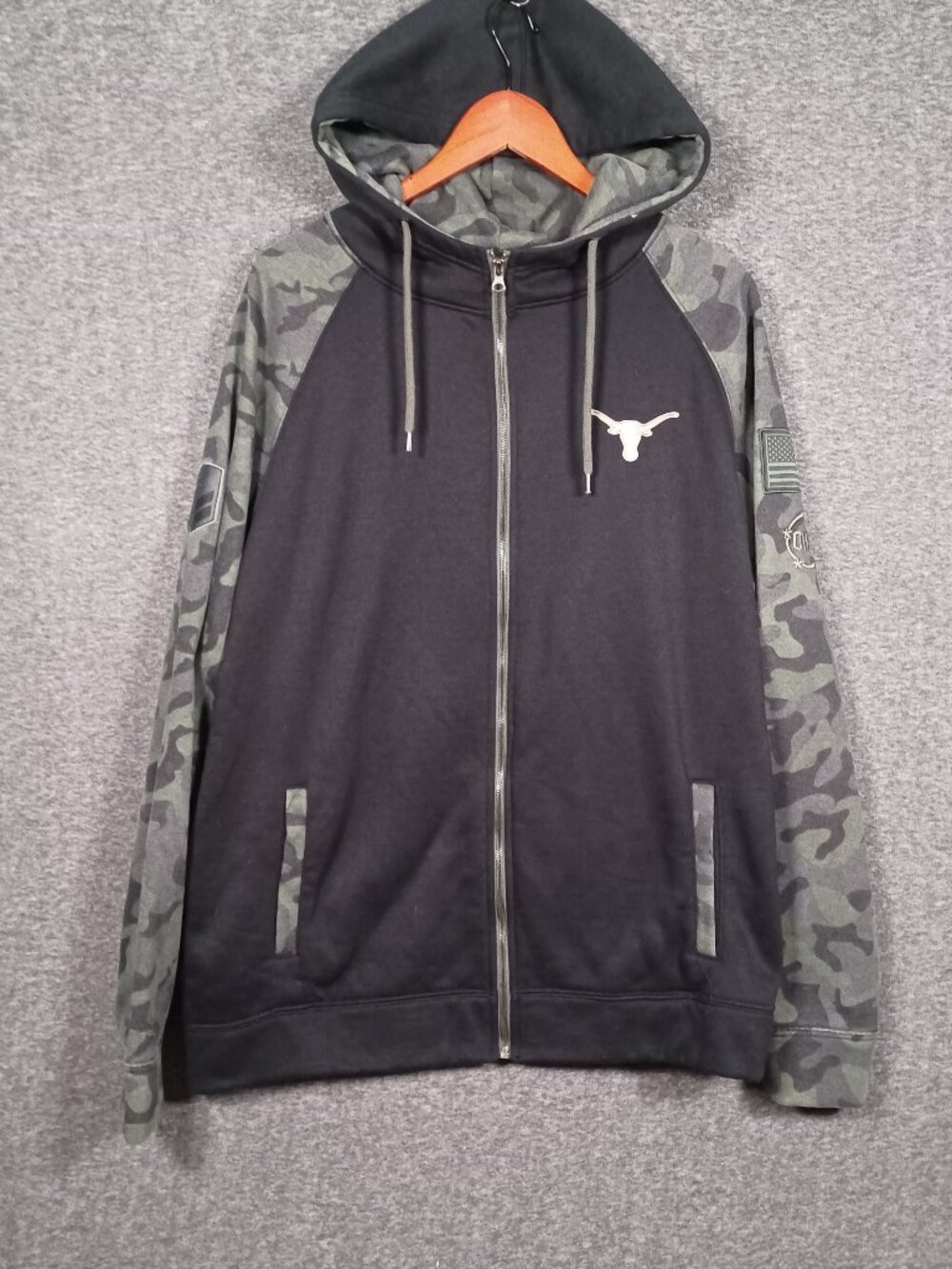 Colosseum Athletics Texas Longhorns Men's 3XL Black Camouflage Zip Sweatshirt